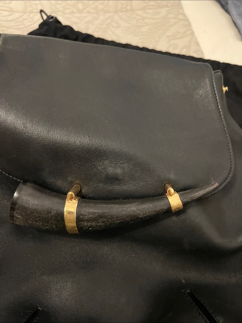 Maiyet Black Leather Backpack with Horn Accent - Picture 7 of 7